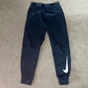 Nike Therma Tapered Swoosh Fleece Lined Sports Training Long Pants Black